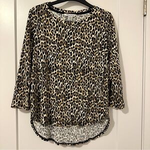 Tommy Bahama Leopard Print Long Sleeve Cotton Top Size Small Women’s